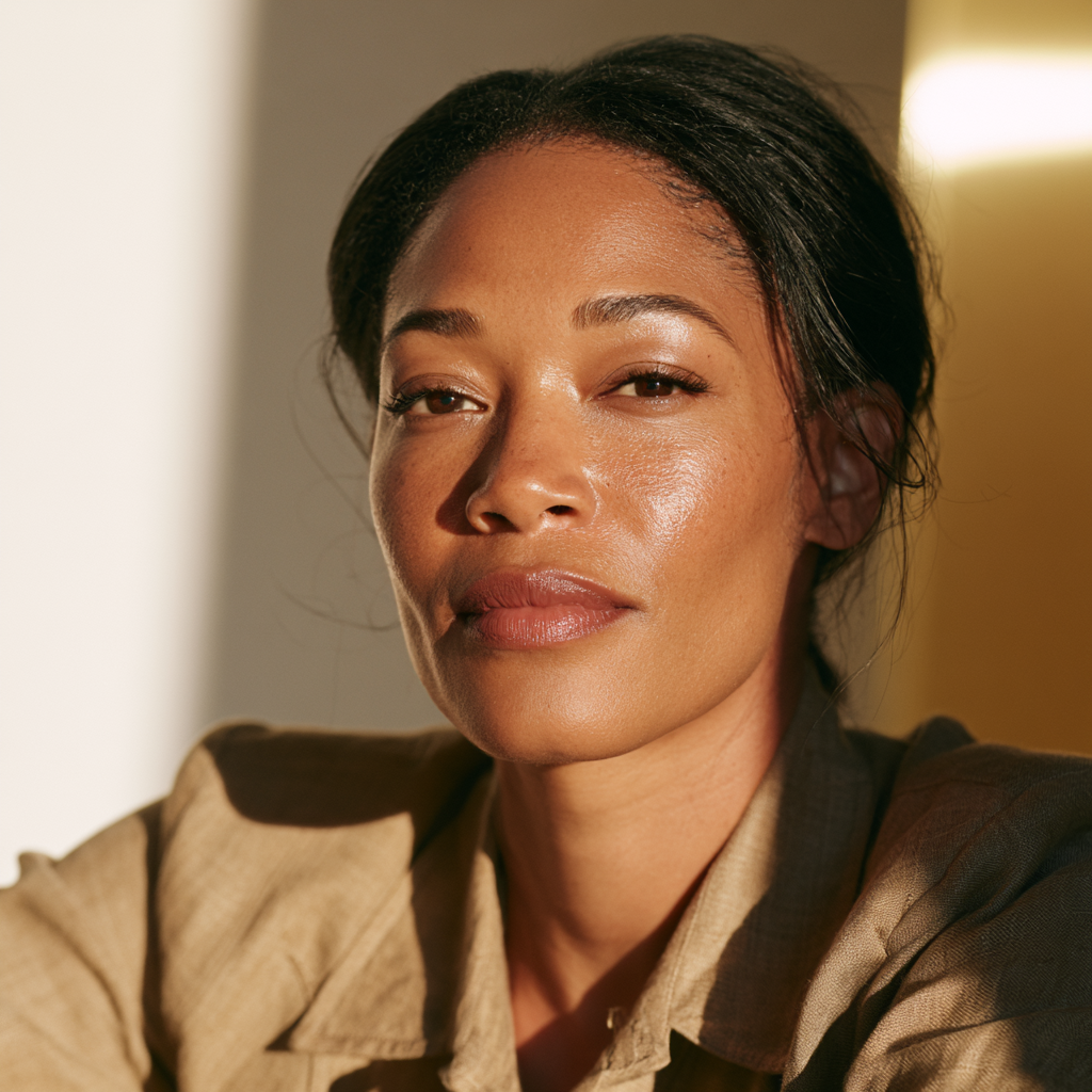 MELANATE founder, portrait in warm daylight